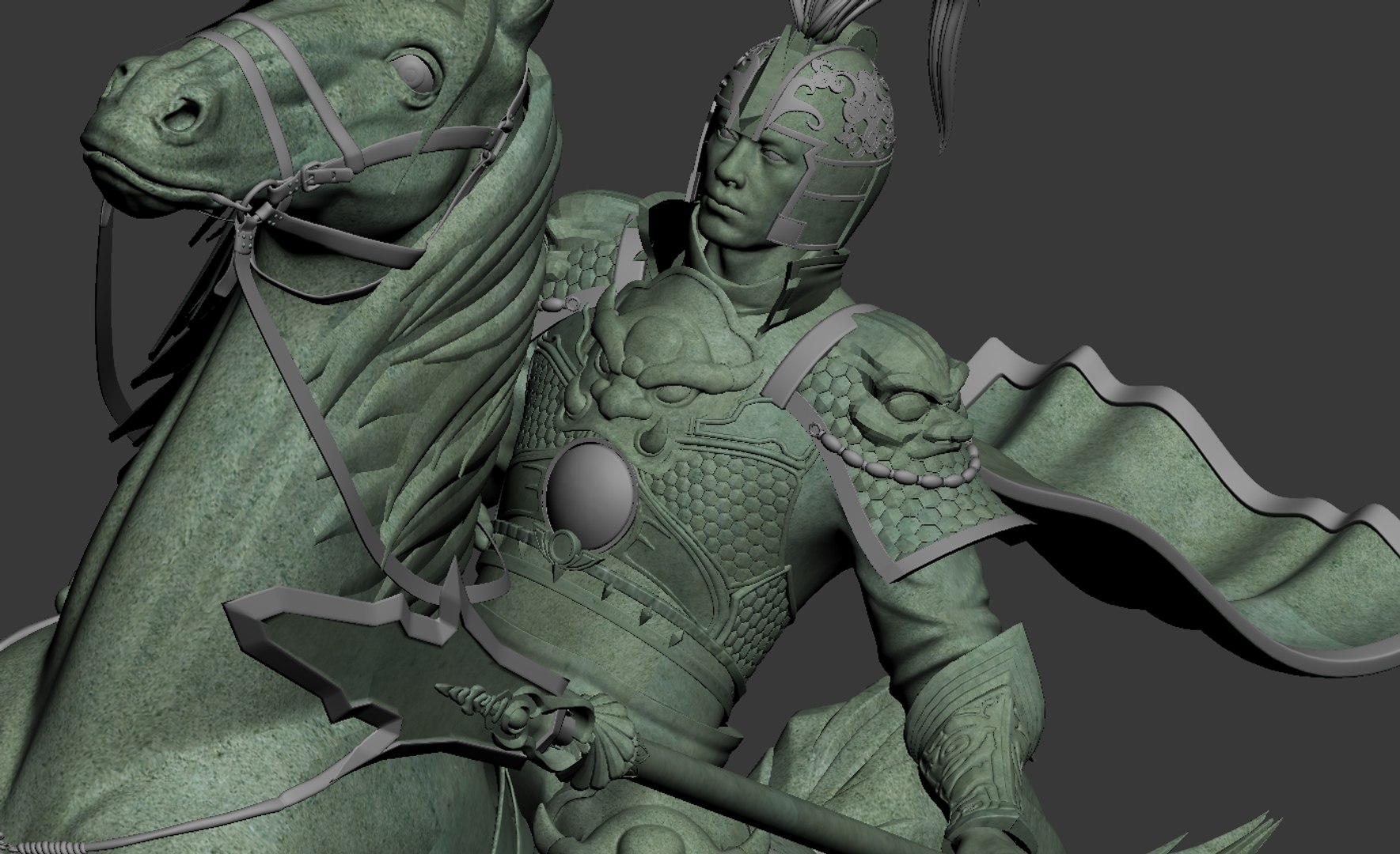 3d statue generals riding commander model
