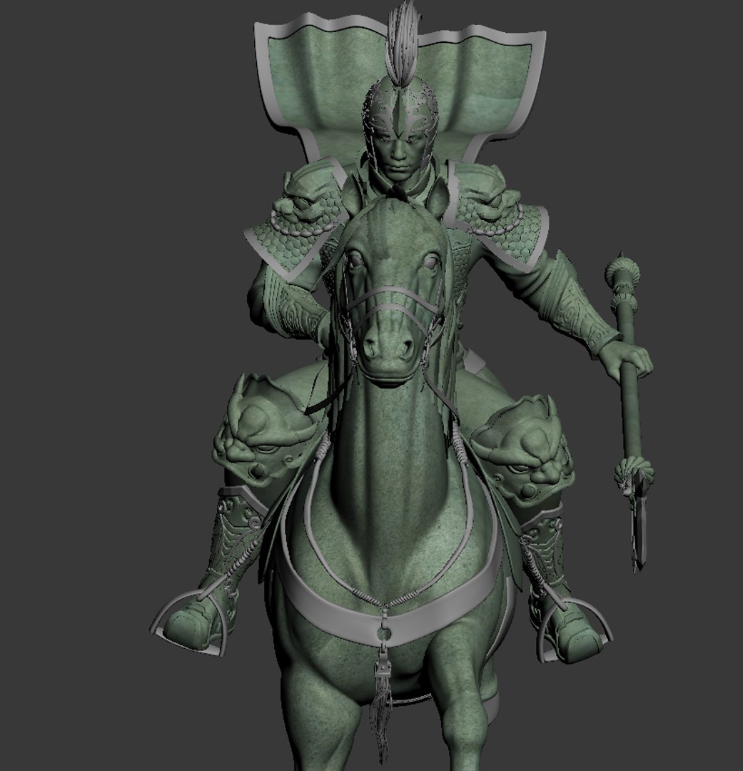 3d statue generals riding commander model