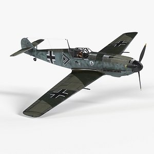 3D Messerschmitt BF109 German Fighter Airplane Green Version 3