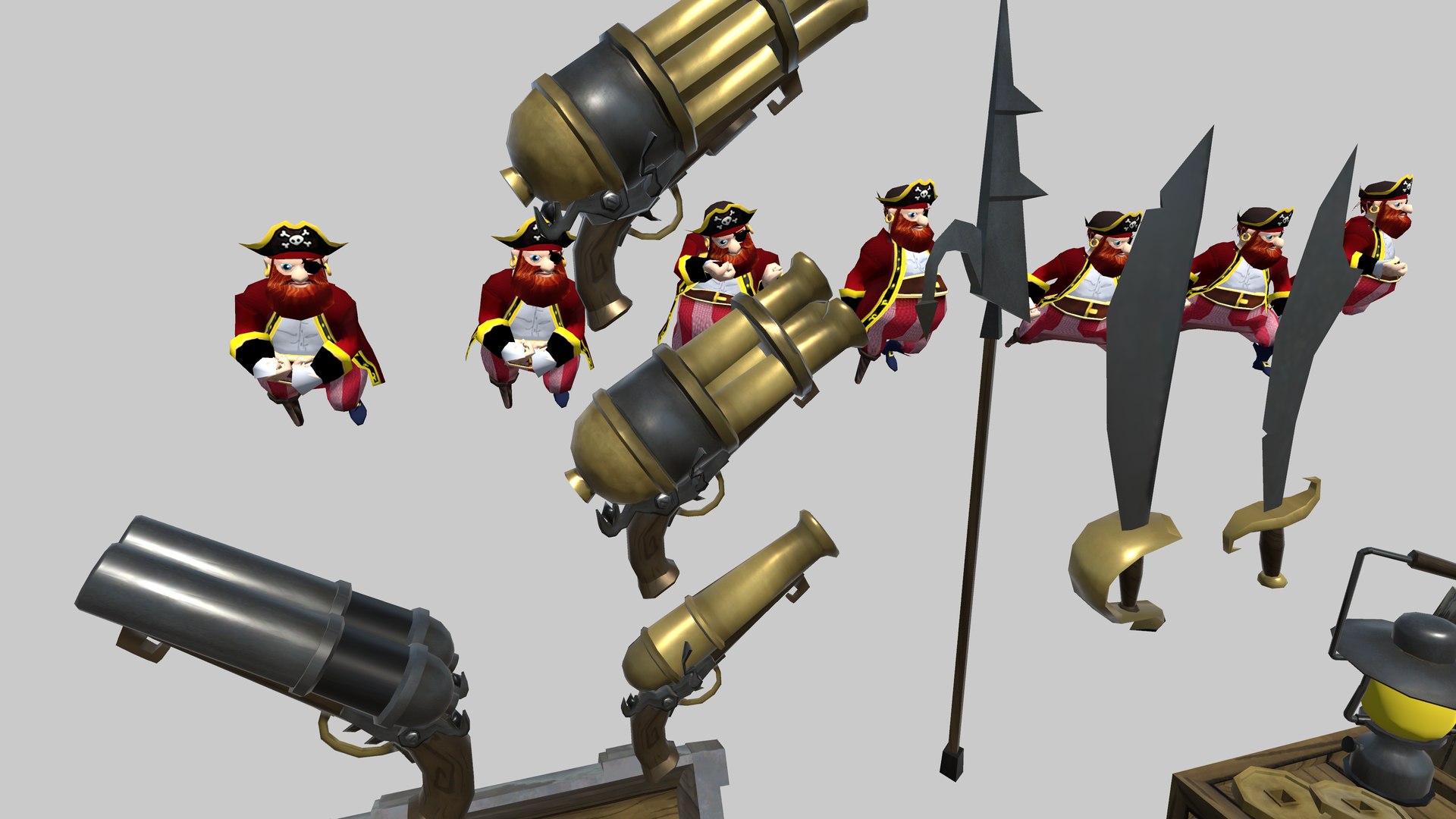 3D Model Animated Pirate Character With Props PBR Textures - TurboSquid ...