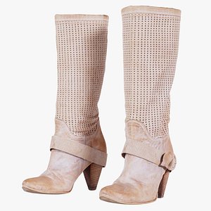 3D Pink Leather Buckle Boots Remastered