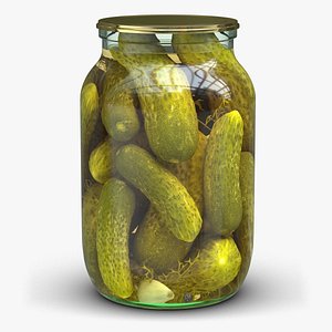 glass jar pickled cucumbers 3D