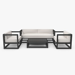 3D Set of Outdoor Sofas and Table model
