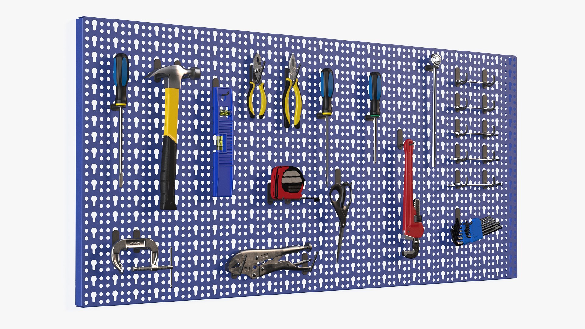 Wall Mounted Tool Storage Loaded with Items 3D model preview