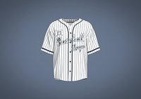 Mens baseball jersey striped  letter graphic