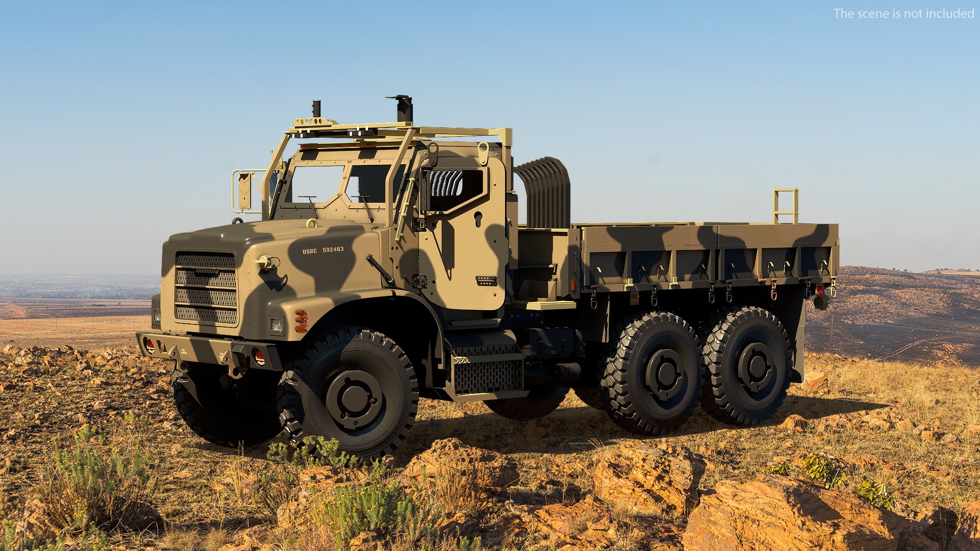 Military Medium Cargo Truck 6x6 Sand Camo 3D model preview