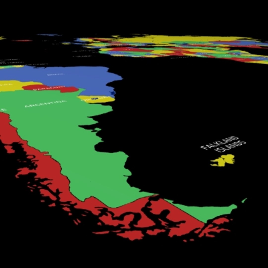 World Country Names 3d Model