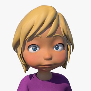 cartoon girl character rigged obj