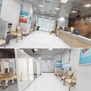 3D model realistic bank room interior