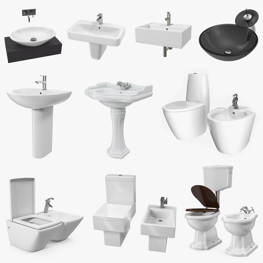 Bathroom Fixtures 3D Models Collection 3D model preview