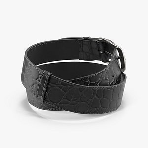 3D black mock croc leather