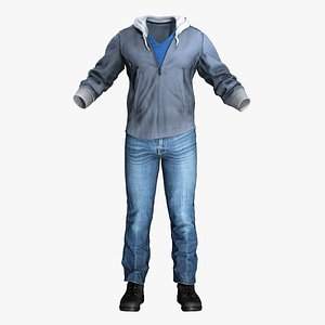 Casual Hoodie Outfit - Game Ready 3D Mode 3D model