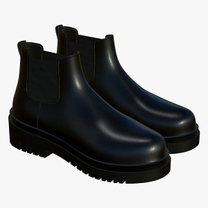 Leather Boots Black 3D model