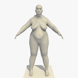 realistic old obese asian c4d
