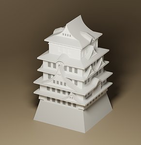 3D model cartoon japan himeji castle