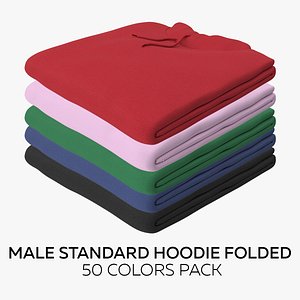3D Male Standard Hoodie Folded 50 Colors Pack model
