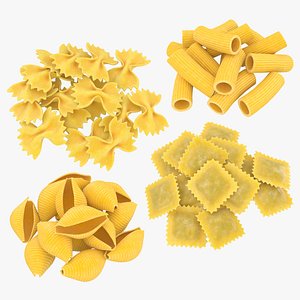 3D Raw Pasta Pile Collection model