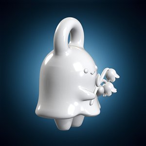 Mini Ghost Flower Keychain 3D Printable Model 3D model