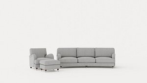 Howard Luxury Sofa Group Slung 4 Sits Armchair Footstool Lightgr