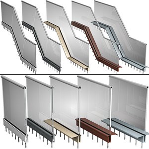 High-tech style glass railing handrails 3D model