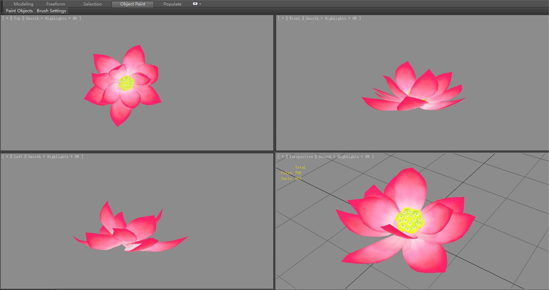 A Red Lotus - Cartoon Lotus - Open Stamens 3D - TurboSquid 2255202