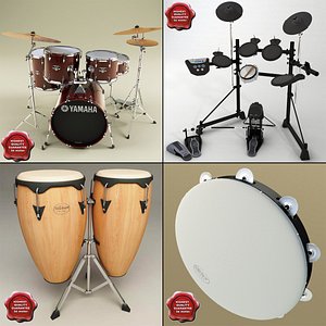 music instruments v2 drums 3d model