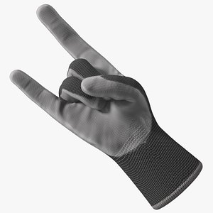 Safety Work Gloves Sign of the Horns Gray 3D