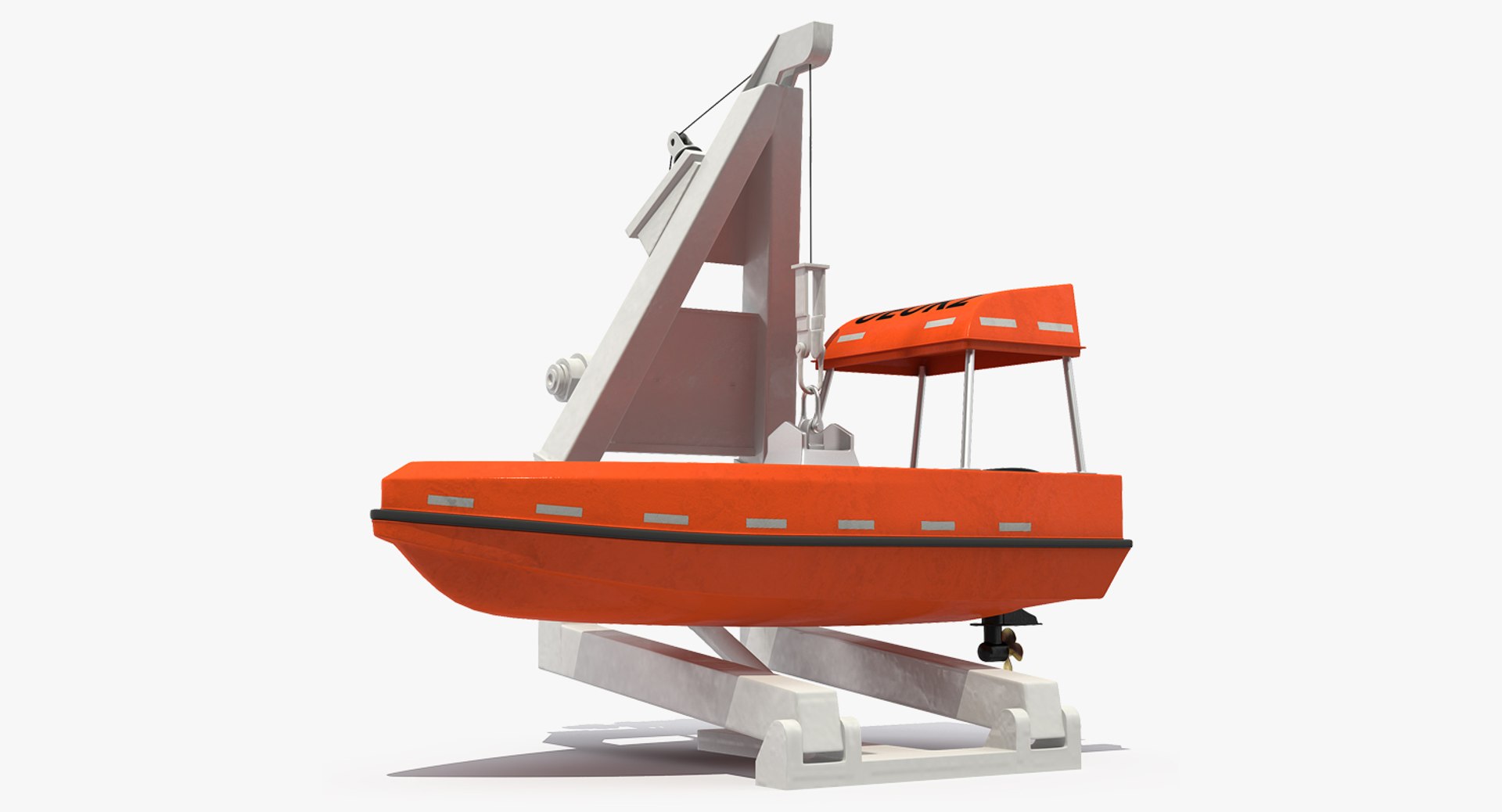 Powerboat on Crane 3D model preview