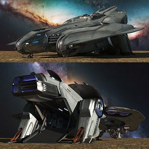 3D model Futuristic Spaceship Transporter Rigged