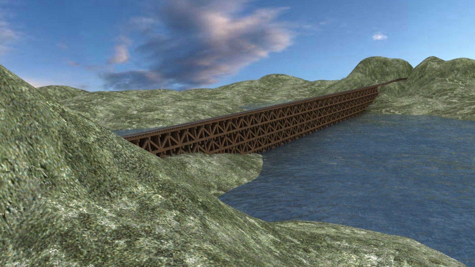 Train Trestle Bridge Environment 3d Obj