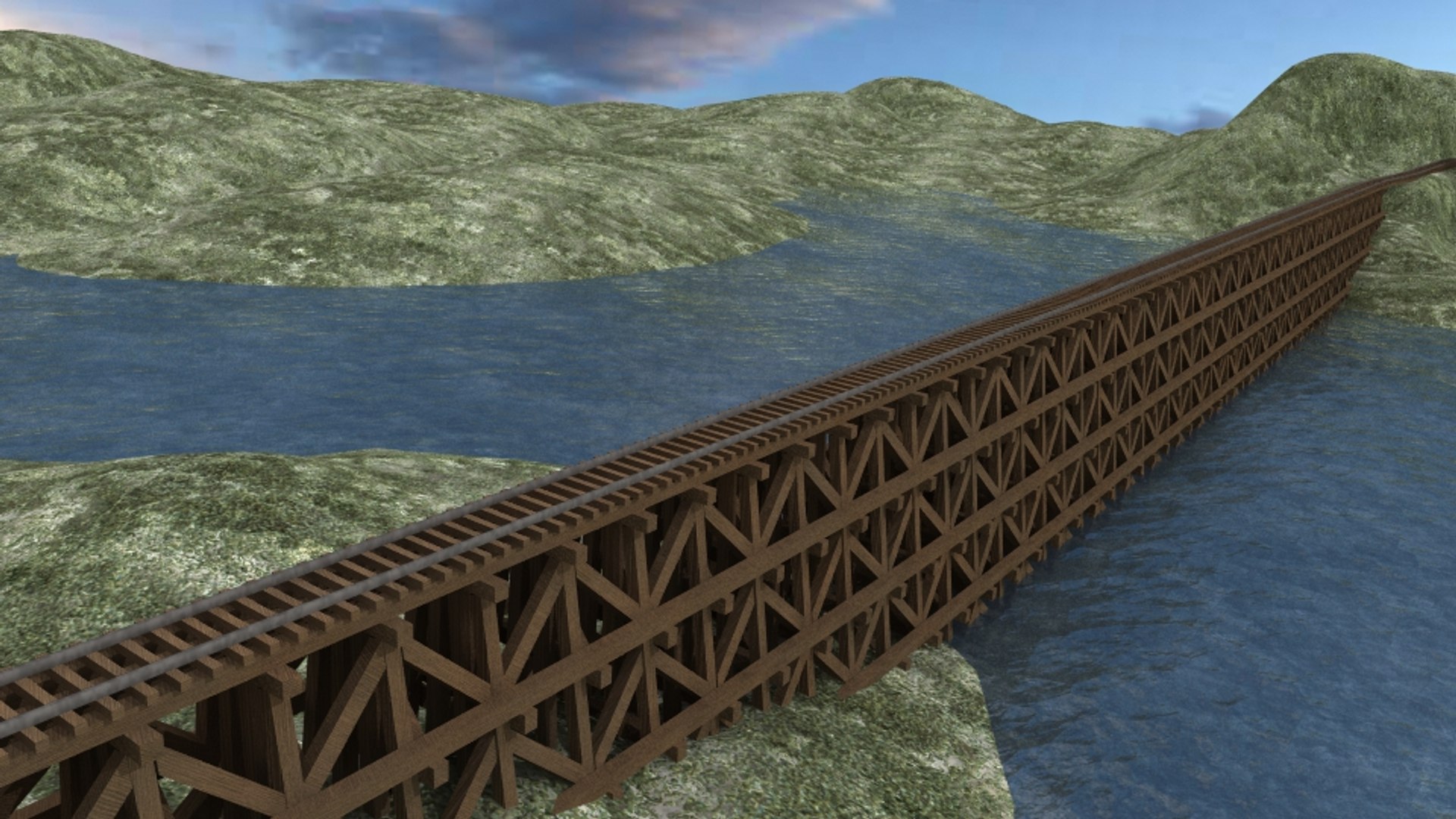 Train Trestle Bridge Environment 3d Obj