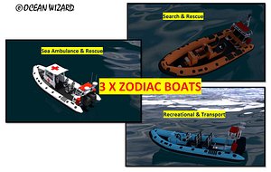 zodiac boat 3d blend