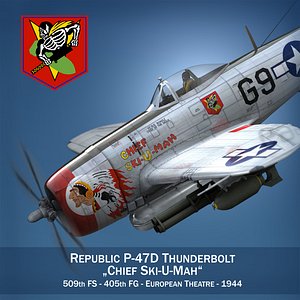republic p-47 thunderbolt ski-u-mah 3d model
