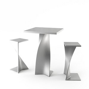 3d set bar chairs table model