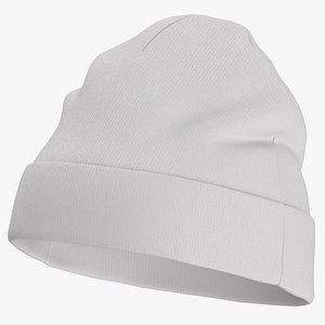 3D model Beanie Hat Worn Blank White and Branded Heather