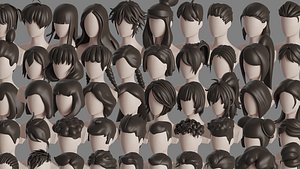 Stylised Hair Bundle 3D model