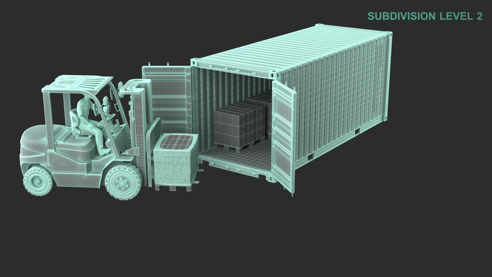 3D Forklift Loading Cargo To Container - TurboSquid 2019576