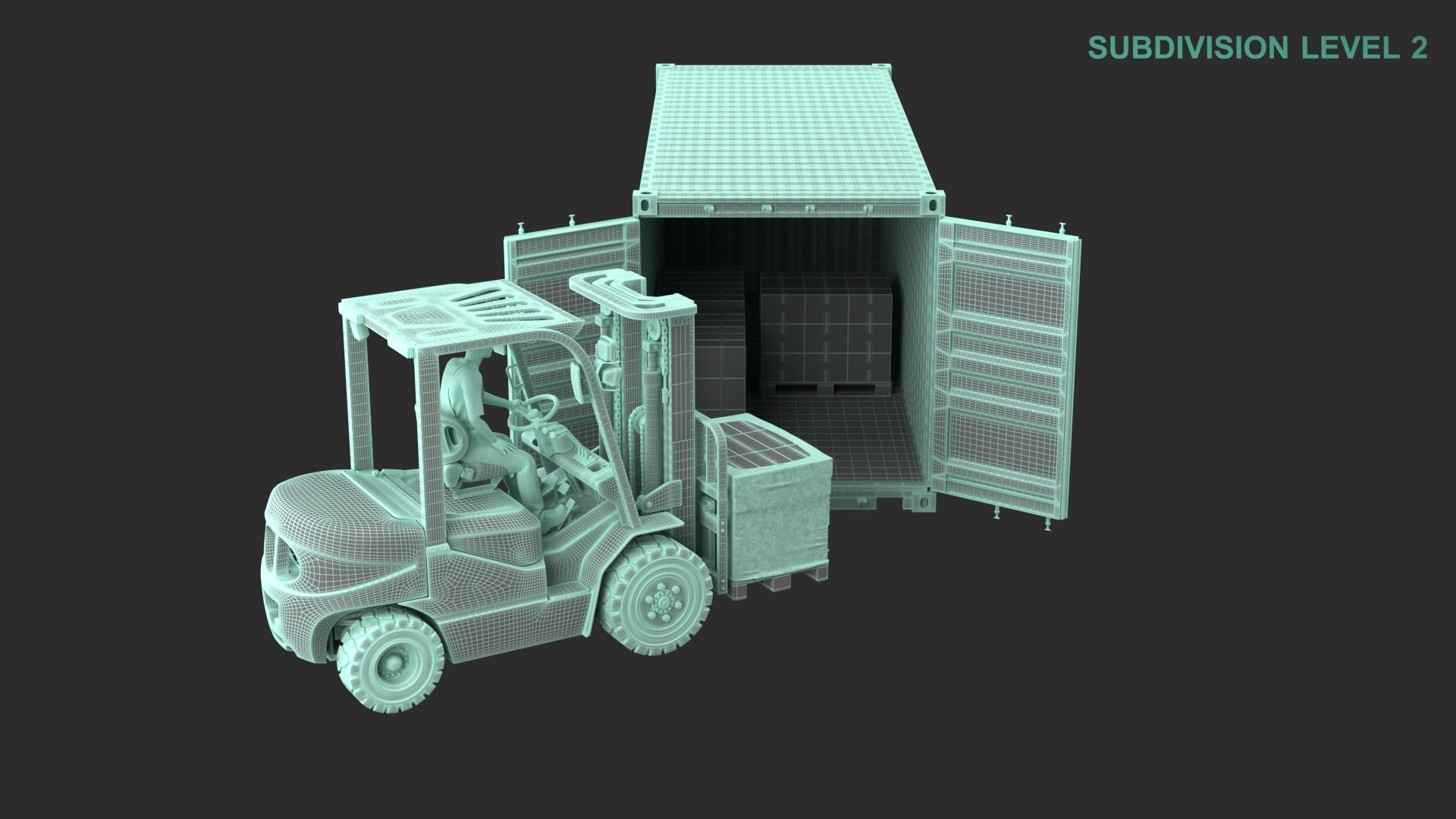 3D Forklift Loading Cargo To Container - TurboSquid 2019576
