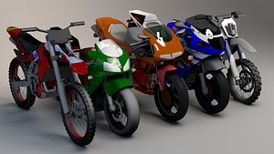 3D pack 5 sports bikes model