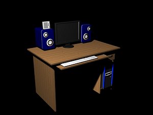 3ds desk keyboard monitor speakers