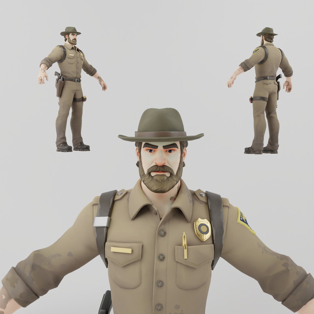 Jim Hopper Lowpoly Rigged 3D model TurboSquid 2034347