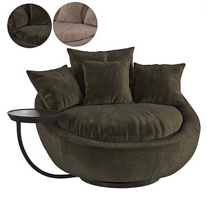 3D Benjara Upholstered Swivel Lounge Chair model