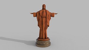jesus wooden statue  hi poly 3D model
