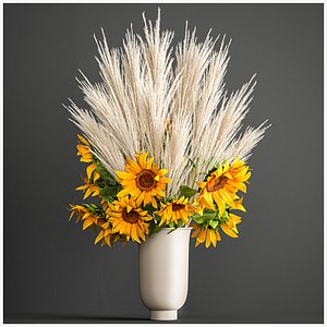Decorative Bouquet of dried pampas grass 198 3D model