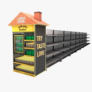3D Supermarket Shelves podium 3d model