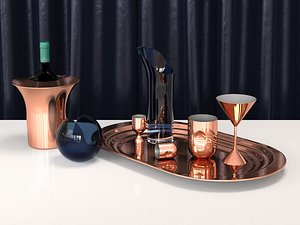 3D model plum cocktail set