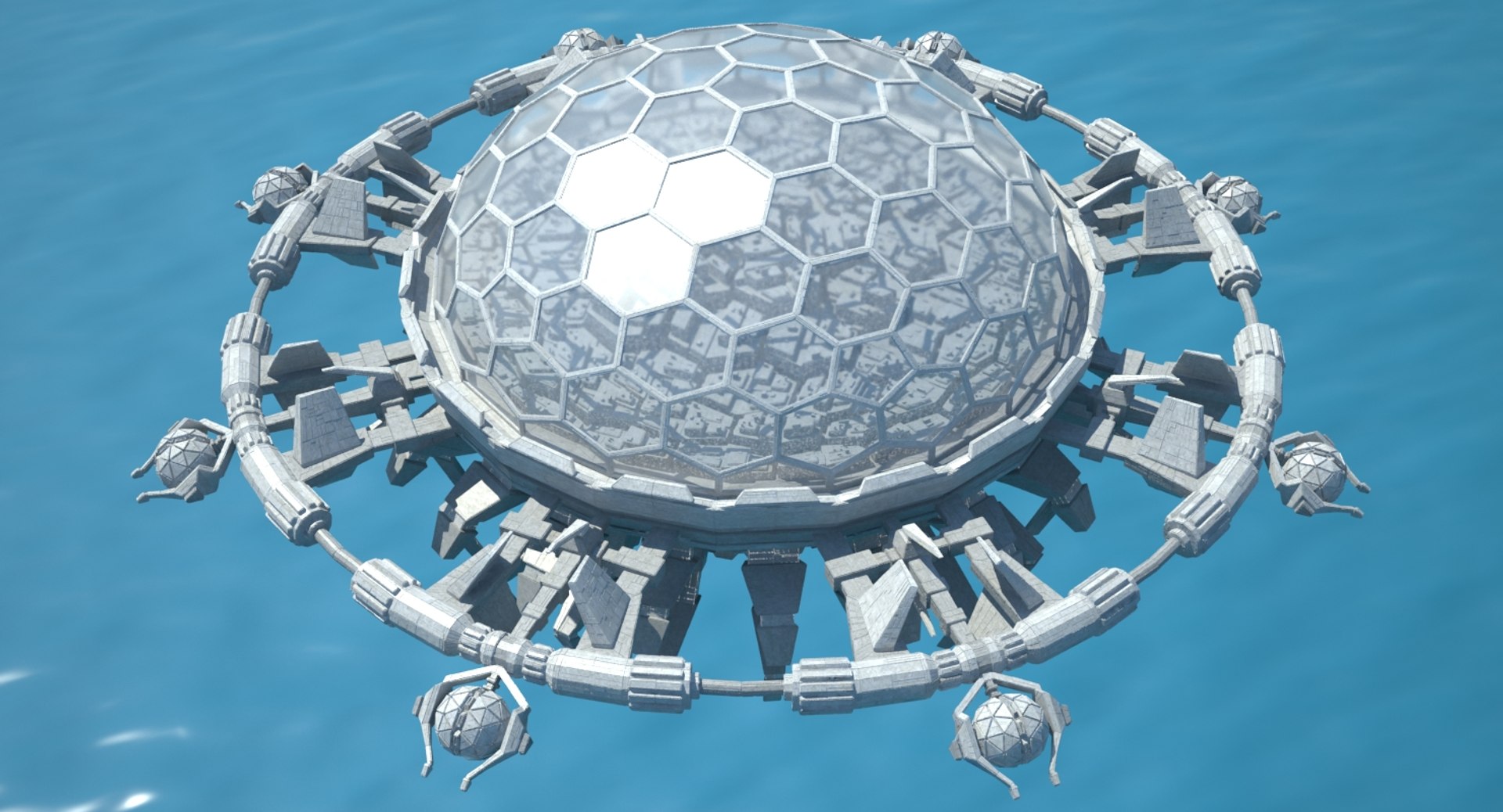 Ocean Flying City 3D Model - TurboSquid 1199144