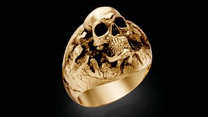 3D skull luxury stone ring