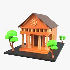 3D model Bank Building 3D Illustration