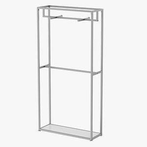 Double Coat Rack Silver 3D model